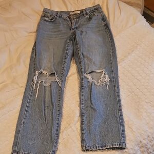 Distressed Garage Vintage Straight Blue Jeans Size 1/25
